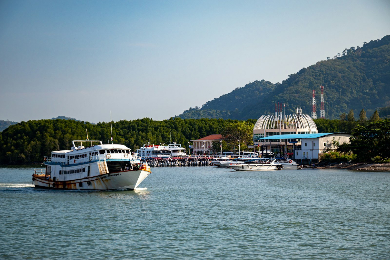 Passenger ferry crossing the sea between Thai islands